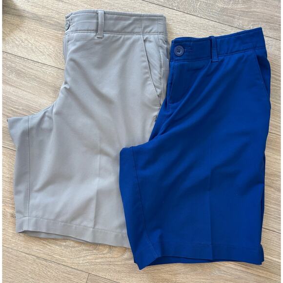 Under Armour Set of 2 Nylon Woman Shorts Gray & Blue Size 10 - Picture 1 of 7